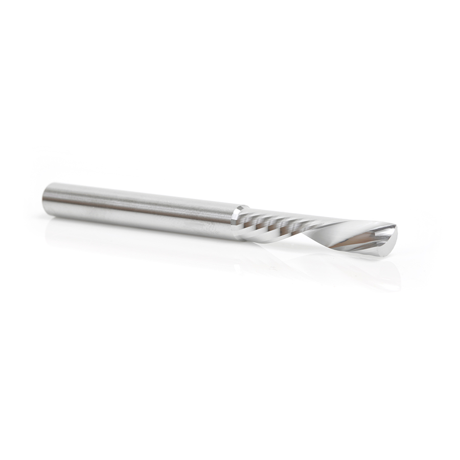 Amana 57333 Metric Solid Carbide CNC Spiral 'O' Single Flute, Plastic Cutting 6mm Dia x 30mm x 6mm Shank x 76mm Long Down-Cut Router Bit