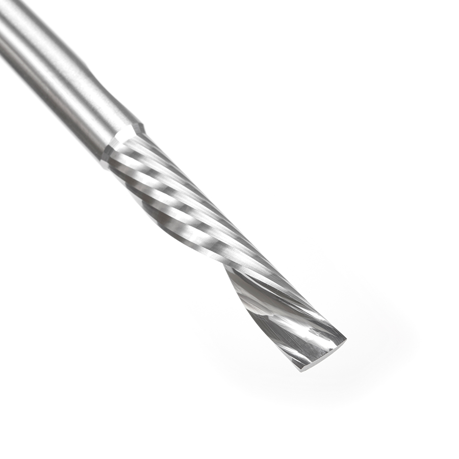 Amana 57333 Metric Solid Carbide CNC Spiral 'O' Single Flute, Plastic Cutting 6mm Dia x 30mm x 6mm Shank x 76mm Long Down-Cut Router Bit