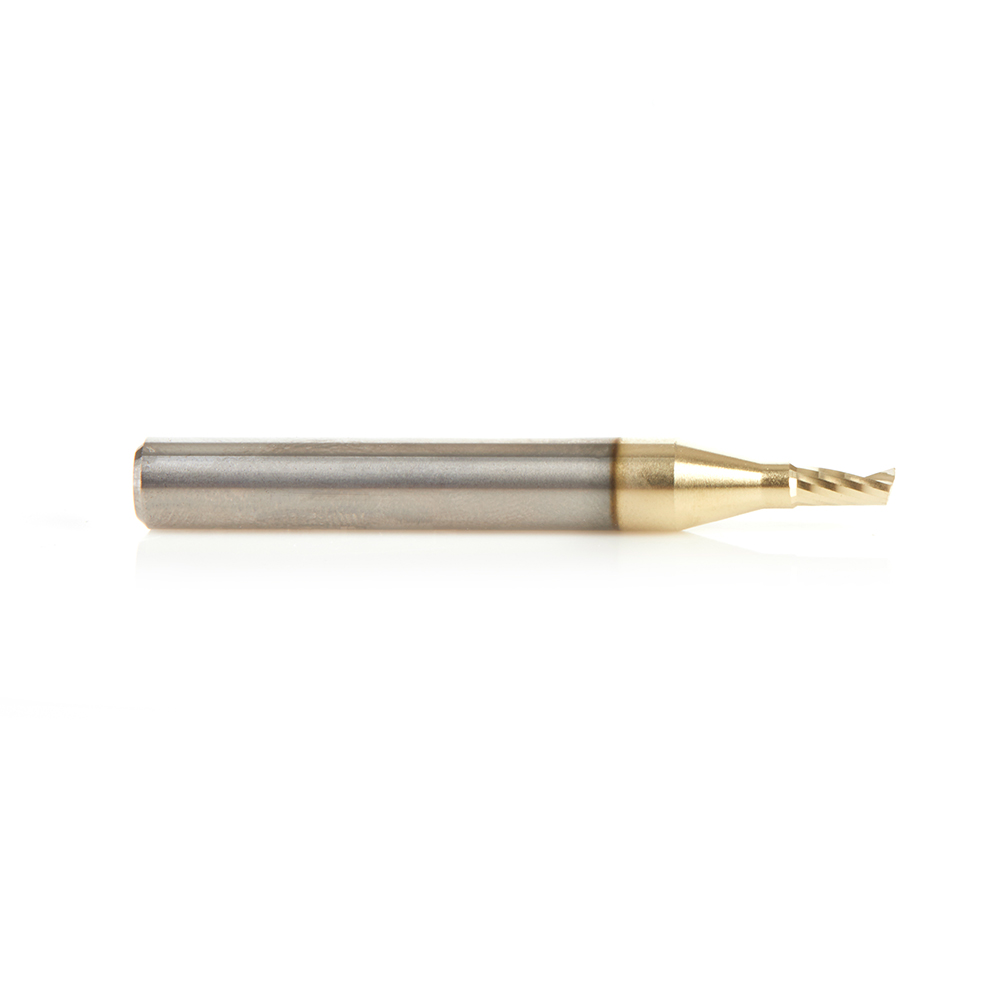 Amana 57341-Z Solid Carbide CNC Spiral 'O' Flute, Aluminum Cutting for Improved Bottom Surface Finish 1/8 Dia x 1/4 x 1/4 Shank Up-Cut ZrN Coated Router Bit