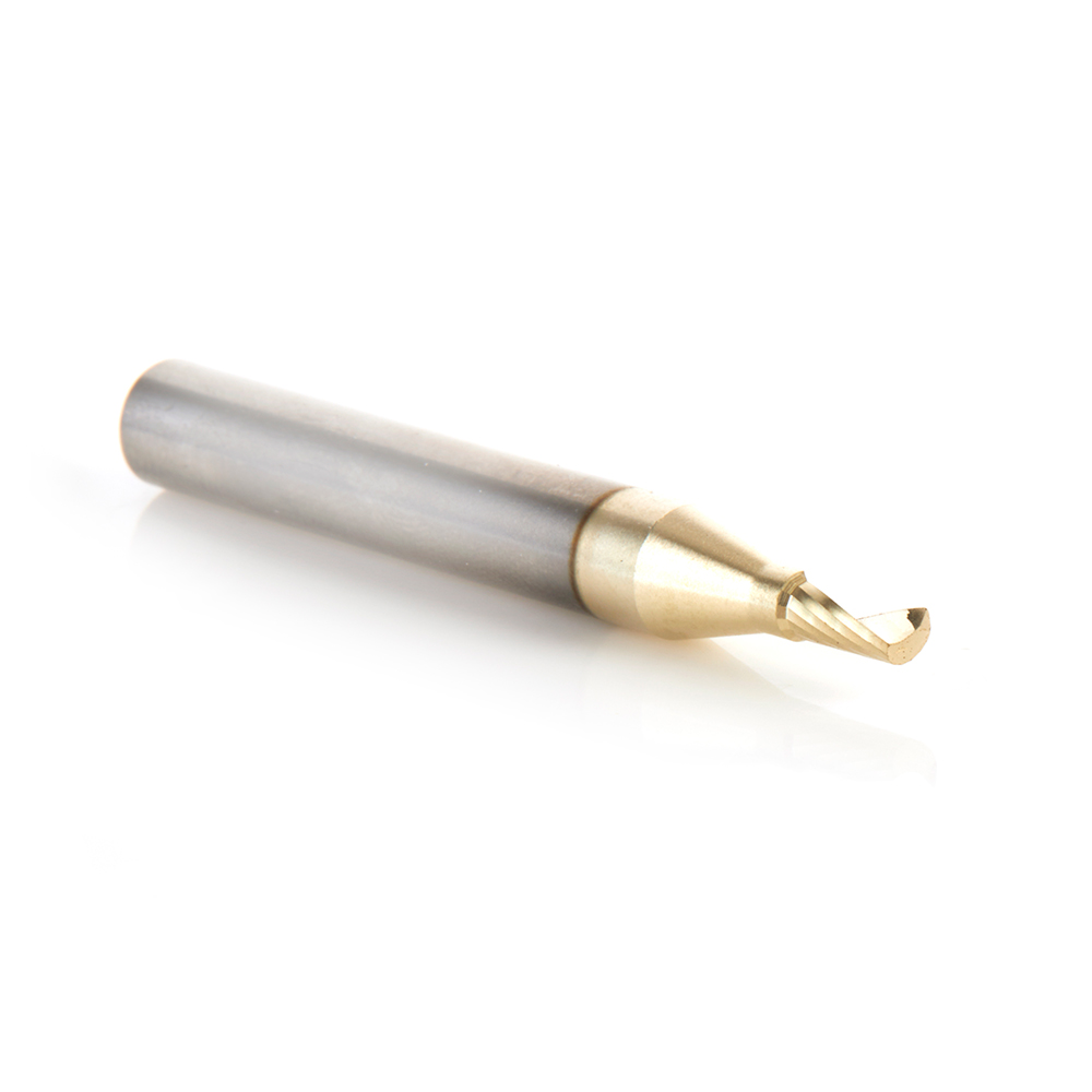 Amana 57341-Z Solid Carbide CNC Spiral 'O' Flute, Aluminum Cutting for Improved Bottom Surface Finish 1/8 Dia x 1/4 x 1/4 Shank Up-Cut ZrN Coated Router Bit