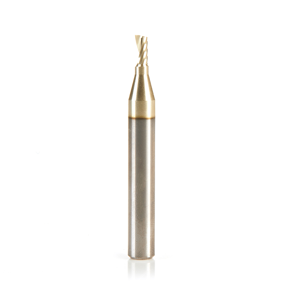 Amana 57341-Z Solid Carbide CNC Spiral 'O' Flute, Aluminum Cutting for Improved Bottom Surface Finish 1/8 Dia x 1/4 x 1/4 Shank Up-Cut ZrN Coated Router Bit