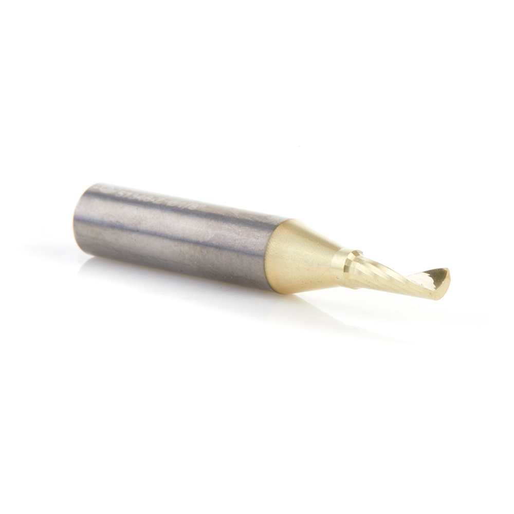 Amana 57346-Z Solid Carbide CNC Spiral 'O' Flute, Aluminum Cutting for Improved Bottom Surface Finish 1/8 Dia x 5/16 x 1/4 Shank Up-Cut ZrN Coated Router Bit