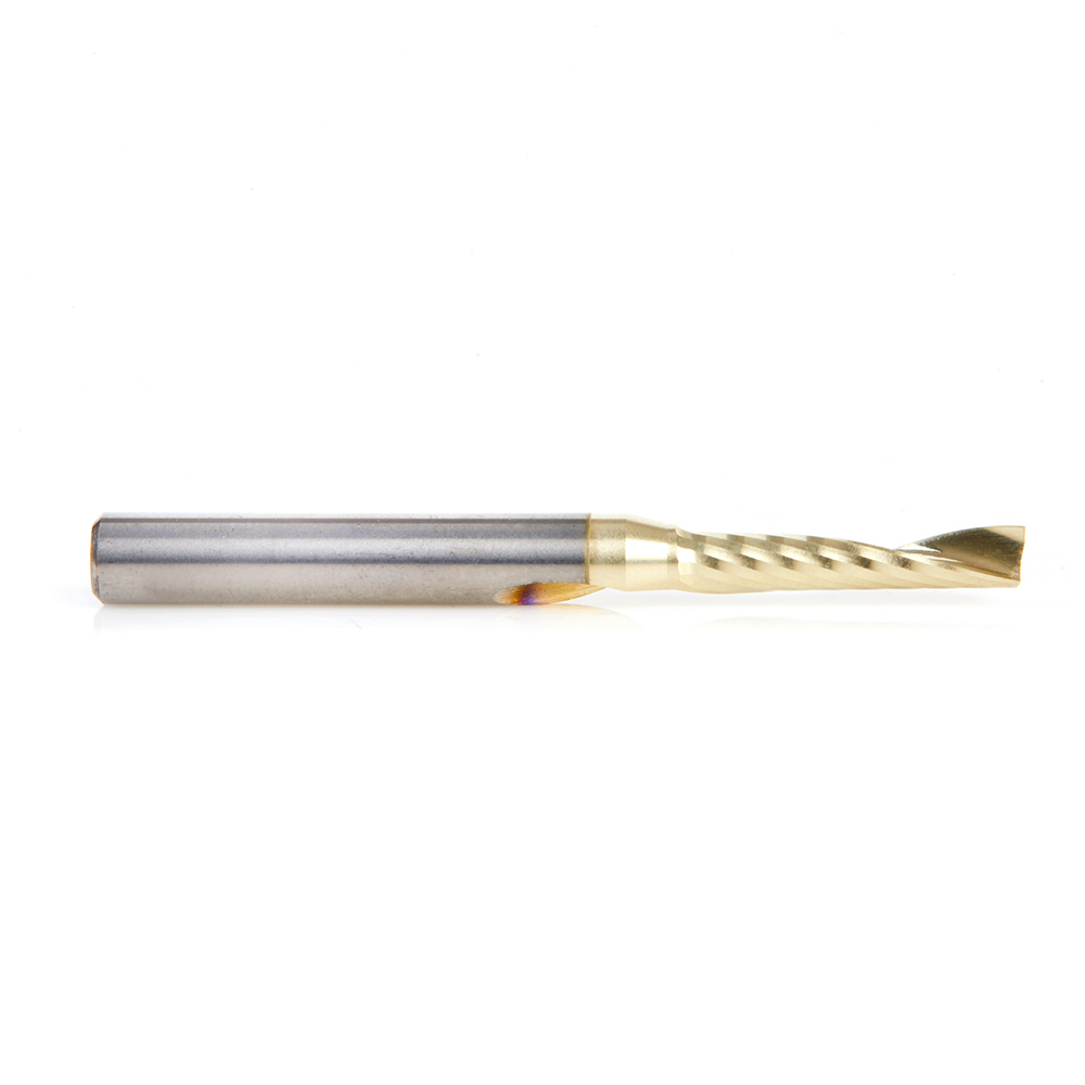 Amana 57347-Z Solid Carbide CNC Spiral 'O' Flute, Aluminum Cutting for Improved Bottom Surface Finish 3/16 Dia x 7/8 x 1/4 Shank Up-Cut ZrN Coated Router Bit