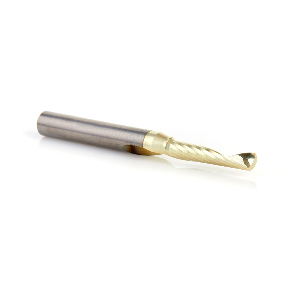 Amana 57347-Z Solid Carbide CNC Spiral 'O' Flute, Aluminum Cutting for Improved Bottom Surface Finish 3/16 Dia x 7/8 x 1/4 Shank Up-Cut ZrN Coated Router Bit