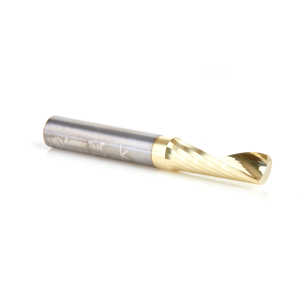 Amana 57348-Z Solid Carbide CNC Spiral 'O' Flute, Aluminum Cutting for Improved Bottom Surface Finish 1/4 Dia x 3/4 x 1/4 Shank Up-Cut ZrN Coated Router Bit