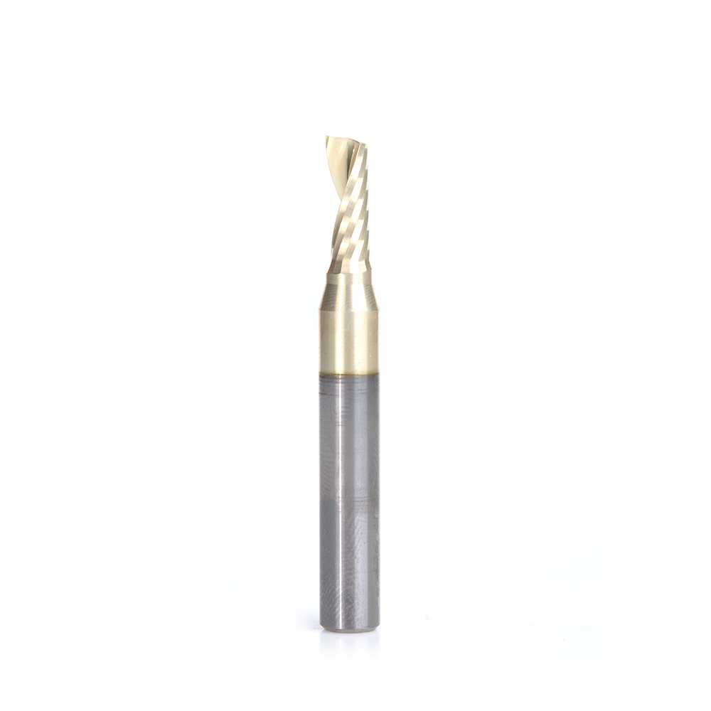 Amana 57353-Z Solid Carbide CNC Spiral 'O' Flute, Aluminum Cutting for Improved Bottom Surface Finish 3/16 Dia x 1/2 x 1/4 Shank Up-Cut ZrN Coated Router Bit