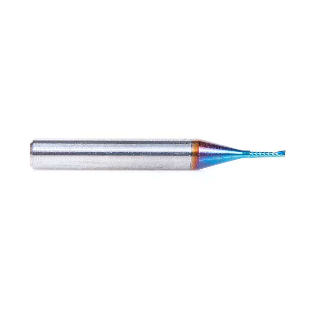 Amana 57364-K Solid Carbide CNC Spektra, Extreme Tool Life Coated Spiral 'O' Flute, Plastic Cutting for Improved Bottom Surface Finish 1/16 Dia x 1/4 x 1/4 Inch Shank Up-Cut Router Bit