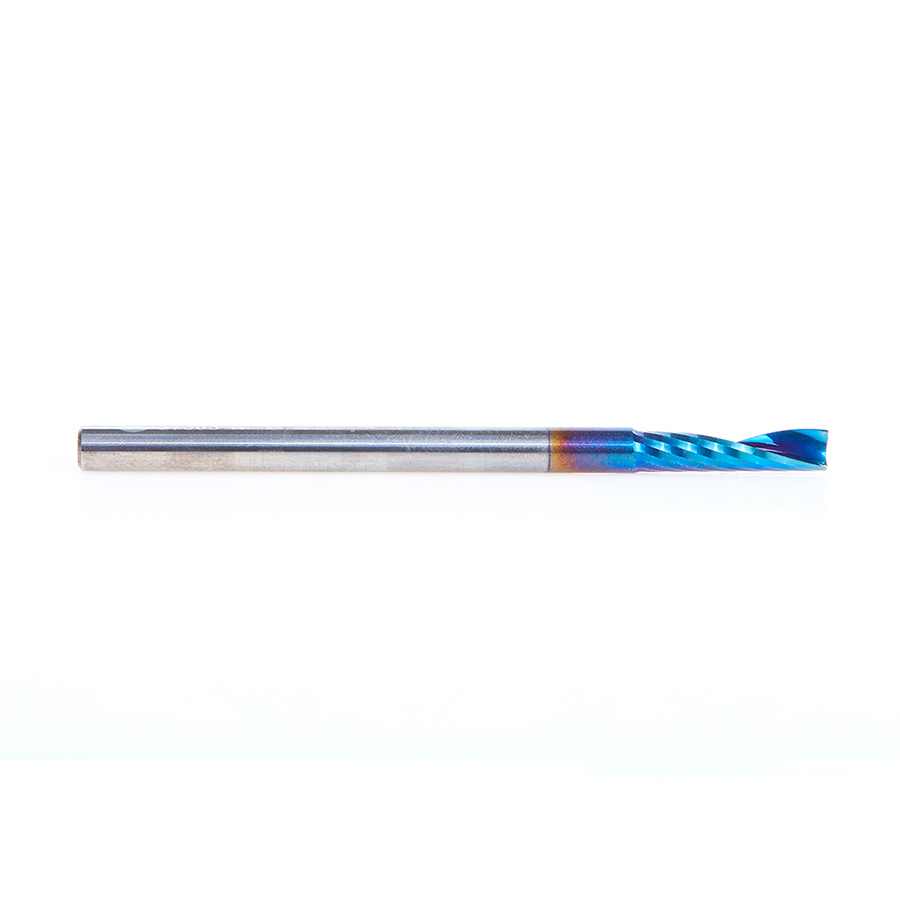 Amana 57365-K Solid Carbide CNC Spektra, Extreme Tool Life Coated Spiral 'O' Flute, Plastic Cutting for Improved Bottom Surface Finish 1/8 Dia x 1/2 x 1/8 Inch Shank Up-Cut Router Bit