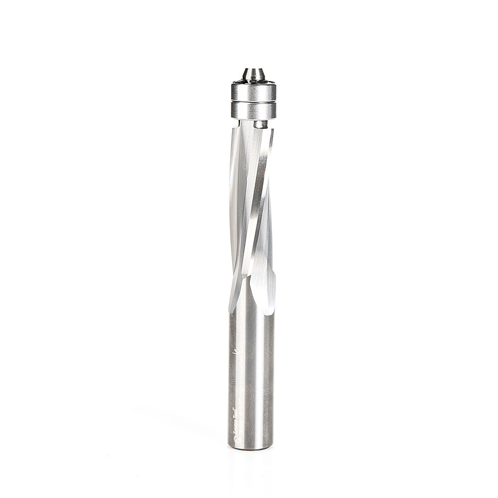 Amana 58120 Solid Carbide UltraTrim Spiral 3 Flute 1/2 Dia x 1-1/2 x 1/2 Inch Shank with Double Lower Ball Bearing Up-Cut