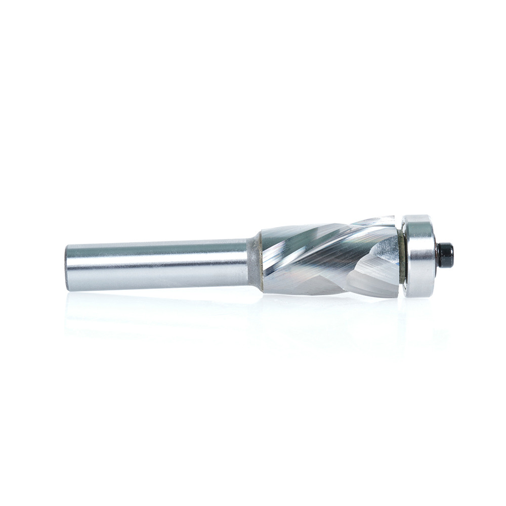 Amana 58171 Solid Carbide (Brazed To Steel Shank) Spiral Flush Trim Compression 7/8 Dia x 1-3/8 x 1/2 Inch Shank With Lower Ball Bearing