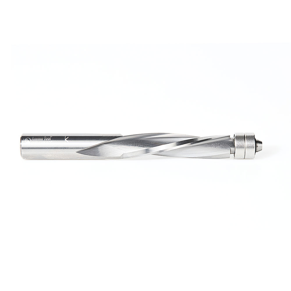 Amana 58222 Solid Carbide UltraTrim Spiral 3 Flute 1/2 Dia x 2 x 1/2 Inch Shank with Double Lower Ball Bearing Down-Cut