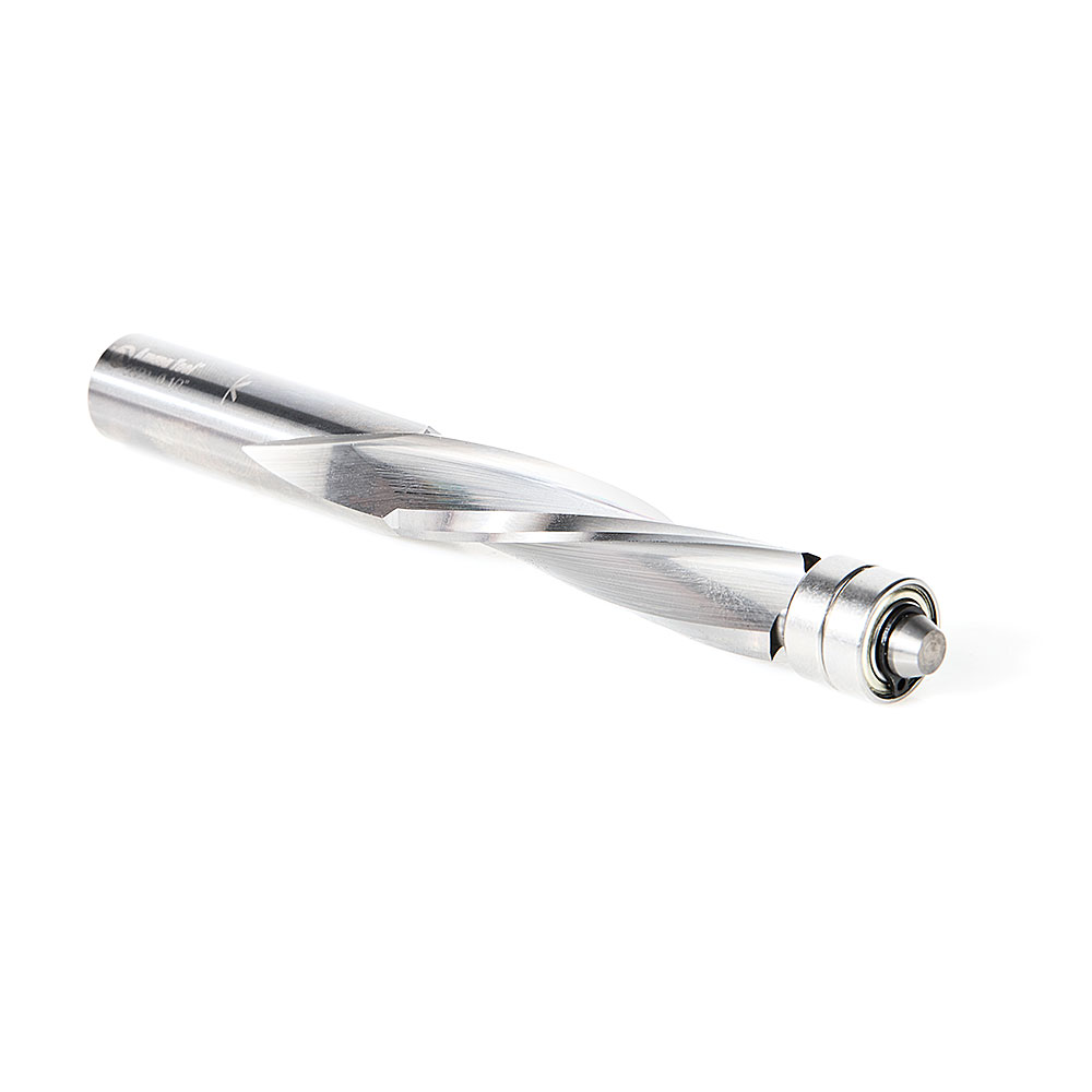 Amana 58222 Solid Carbide UltraTrim Spiral 3 Flute 1/2 Dia x 2 x 1/2 Inch Shank with Double Lower Ball Bearing Down-Cut