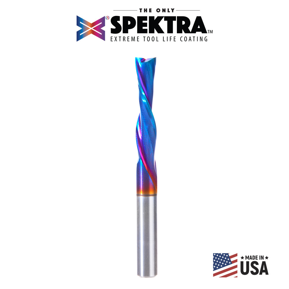 Amana 59302-K Solid Carbide Spektra, Extreme Tool Life Coated Spiral Plunge 1/4 Dia x 1-1/8 x 1/4 Inch Shank