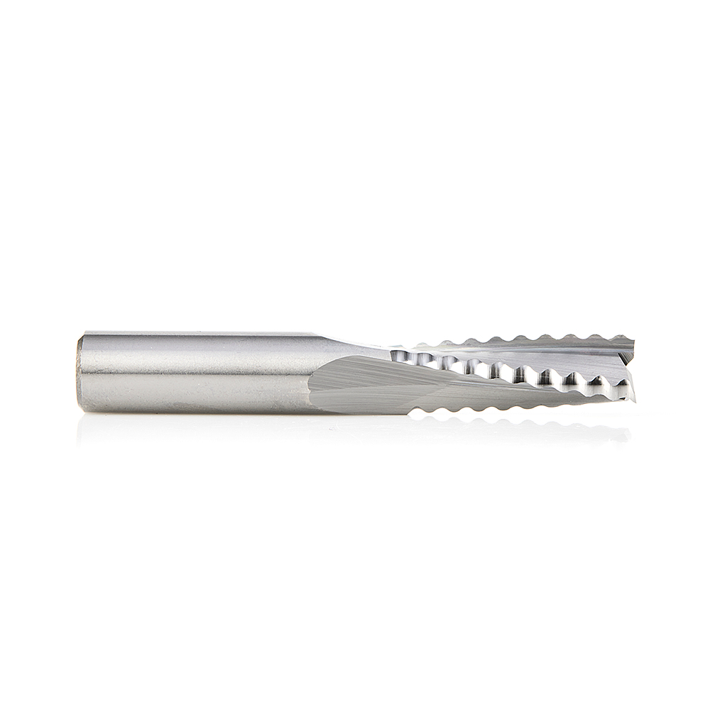 Amana 59420 CNC Solid Carbide Roughing Spiral 3 Flute Chipbreaker 3/8 Dia x 1 x 3/8 Inch Shank Up-Cut Router Bit For Castle And Porter Cable Machines