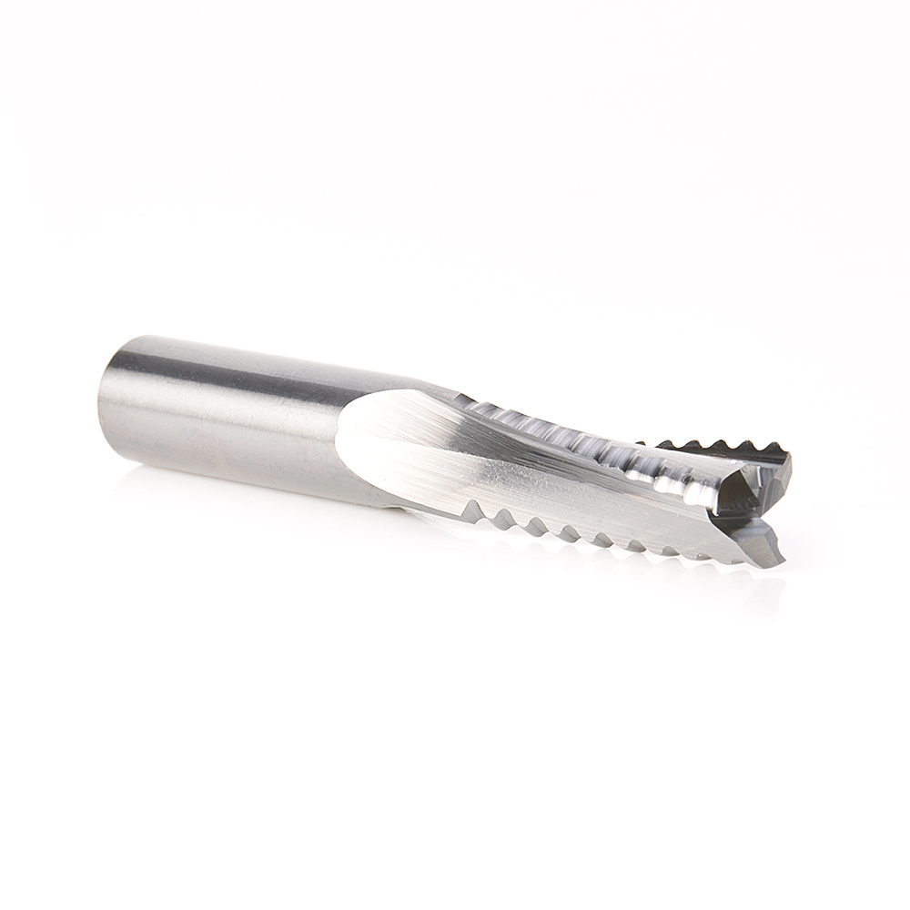 Amana 59420 CNC Solid Carbide Roughing Spiral 3 Flute Chipbreaker 3/8 Dia x 1 x 3/8 Inch Shank Up-Cut Router Bit For Castle And Porter Cable Machines