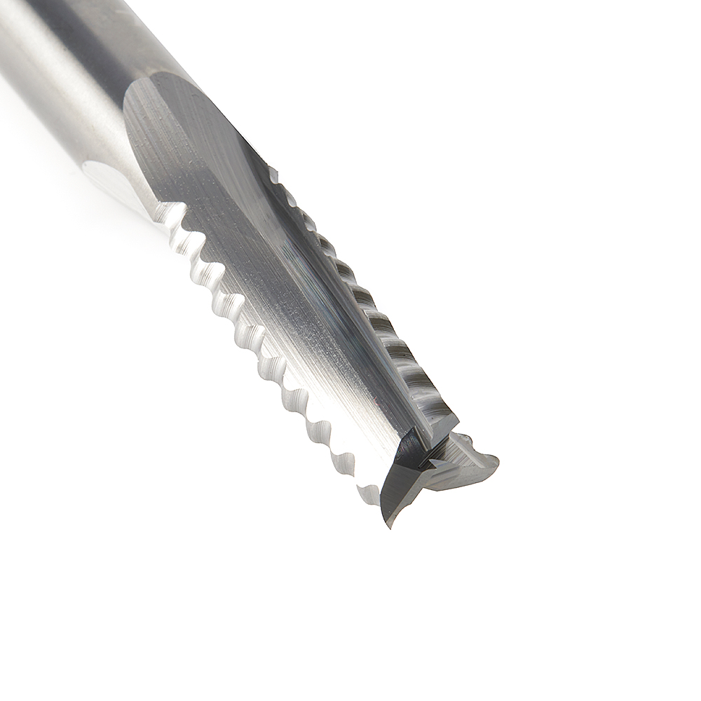 Amana 59420 CNC Solid Carbide Roughing Spiral 3 Flute Chipbreaker 3/8 Dia x 1 x 3/8 Inch Shank Up-Cut Router Bit For Castle And Porter Cable Machines
