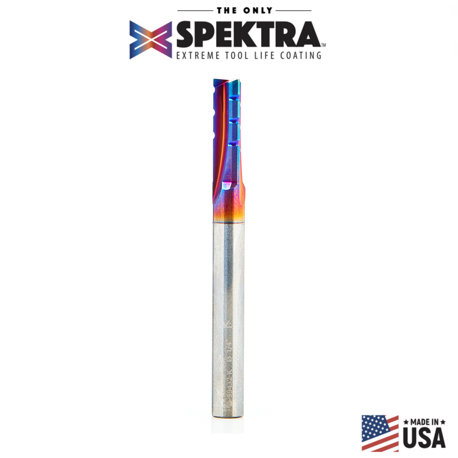 Amana 59432-K CNC Solid Carbide Spektra, Extreme Tool Life Coated Straight Flute Finishing with Chip Breaker 1/4 Dia x 3/4 x 1/4 Shank x 2-1/2 Inch Long Router Bit