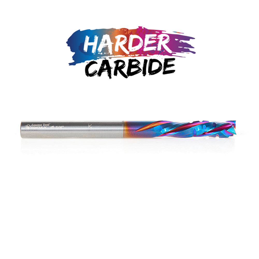 Amana 59434-K CNC Solid Carbide Spektra, Extreme Tool Life Coated Mortise Compression with Chipbreaker Spiral 1/4 Dia x 1 Inch x 1/4 Shank