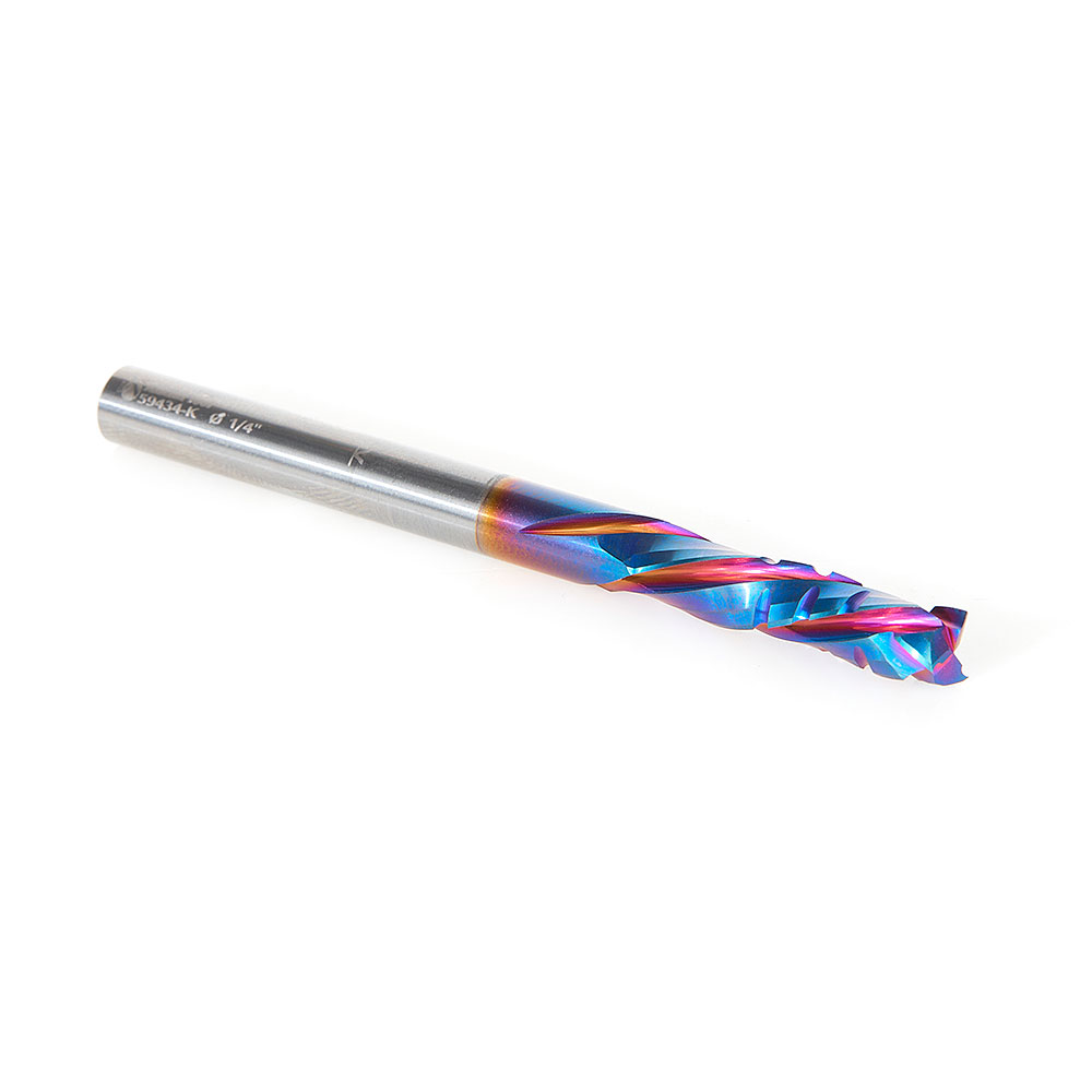 Amana 59434-K CNC Solid Carbide Spektra, Extreme Tool Life Coated Mortise Compression with Chipbreaker Spiral 1/4 Dia x 1 Inch x 1/4 Shank