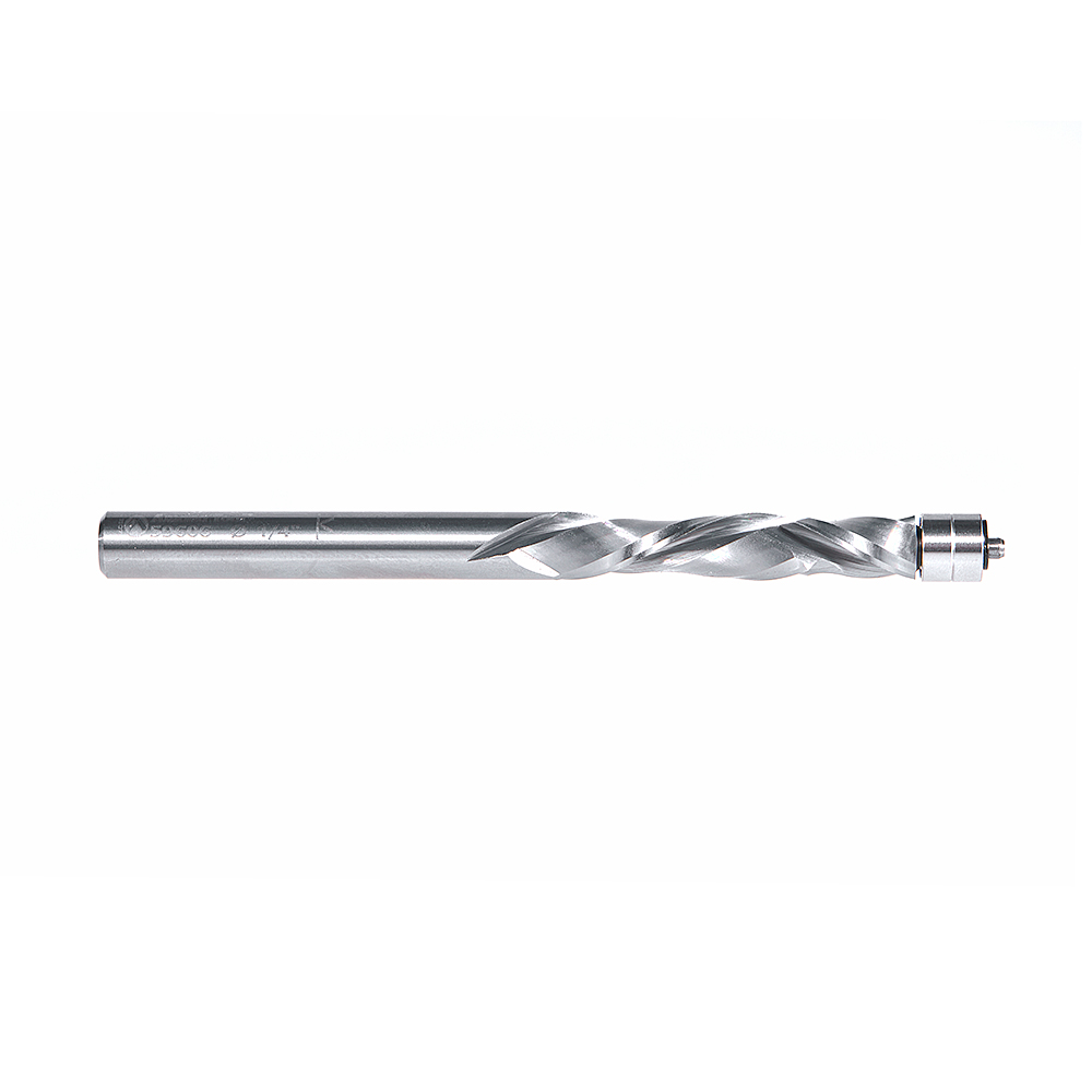 Amana 59606 Solid Carbide Compression Spiral 1/4 Dia x 1-1/4 x 1/4 Inch Shank with Double Ball Bearing