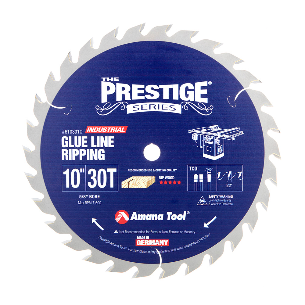 Amana 610301C Carbide Tipped Prestige® Glue Line Ripping 10 inch Dia x 30T TCG, 22 Deg, 5/8 Bore