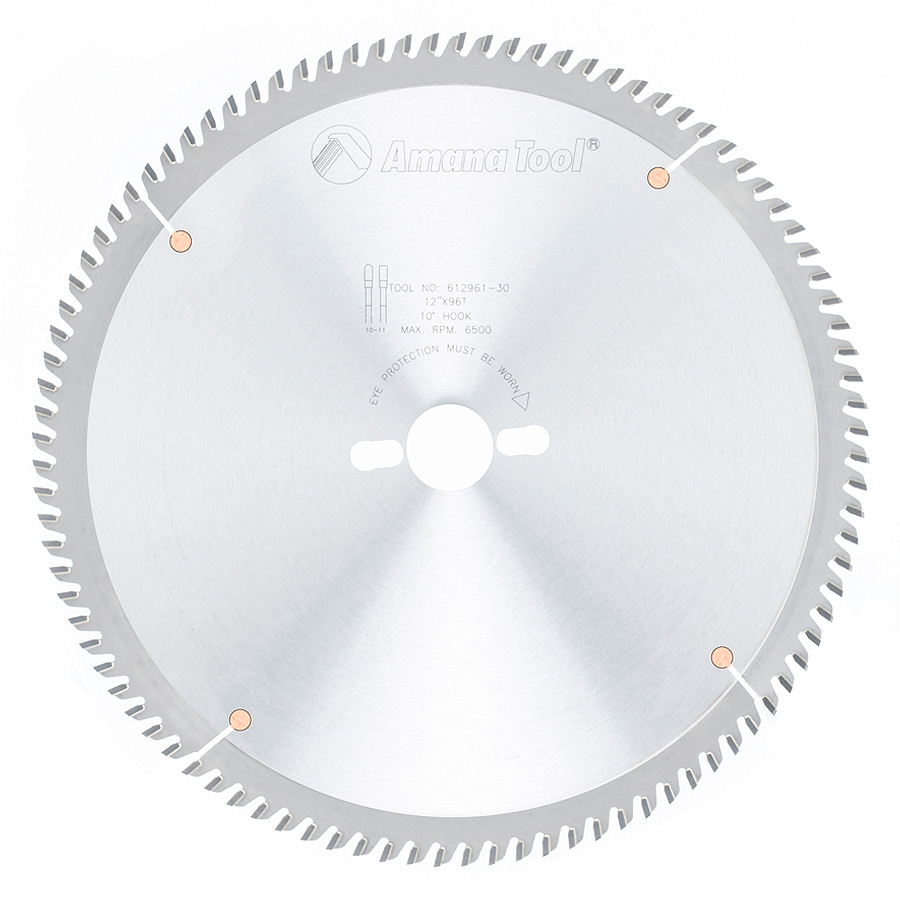 Amana 612961-30 Carbide Tipped Fine Cut-Off and Crosscut 12 Inch Dia x 96T TCG, 10 Deg, 30mm Bore