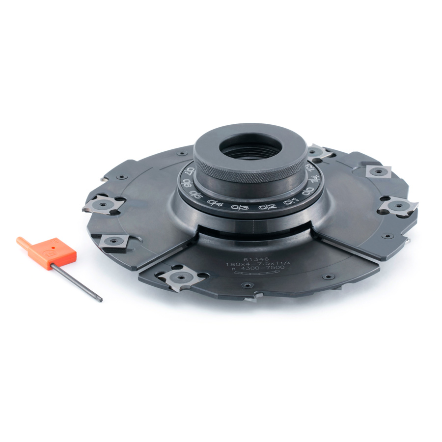 Amana 61346 Insert Carbide Adjustable Groove with Scorer & Ring Nut 180mm (7-1/16) Dia x 4.0 to 7.5mm (5/32 to 19/64) x 1-1/4 Bore