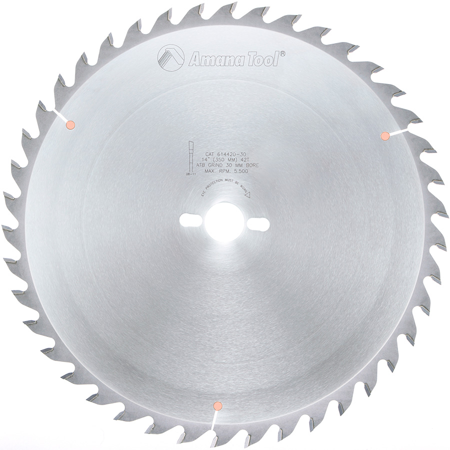 Amana 614420-30 Carbide Tipped General Purpose 14 Inch Dia x 42T ATB, 15 Deg, 30mm Bore