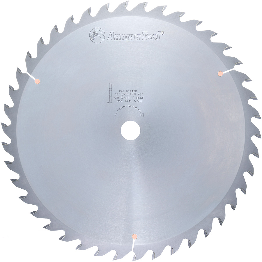 Amana 614420 Carbide Tipped General Purpose 14 Inch Dia x 42T ATB, 15 Deg, 1 Inch Bore