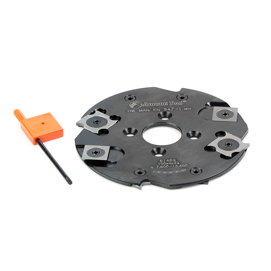 Amana 61452 Insert Carbide Lamello Biscuit Jointer 100mm (4) Dia x 4mm (5/32) x 4+4 Teeth x 22mm Bore