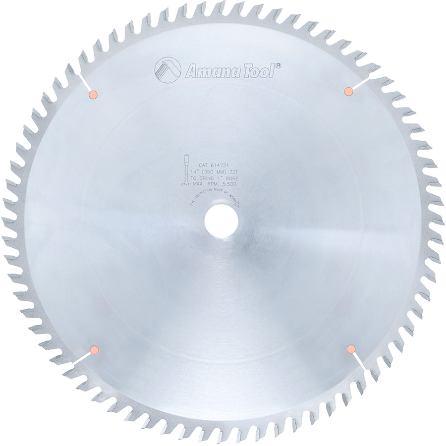 Amana 614721 Carbide Tipped Heavy Duty General Purpose 14 Inch Dia x 72T TCG, 10 Deg, 1 Bore