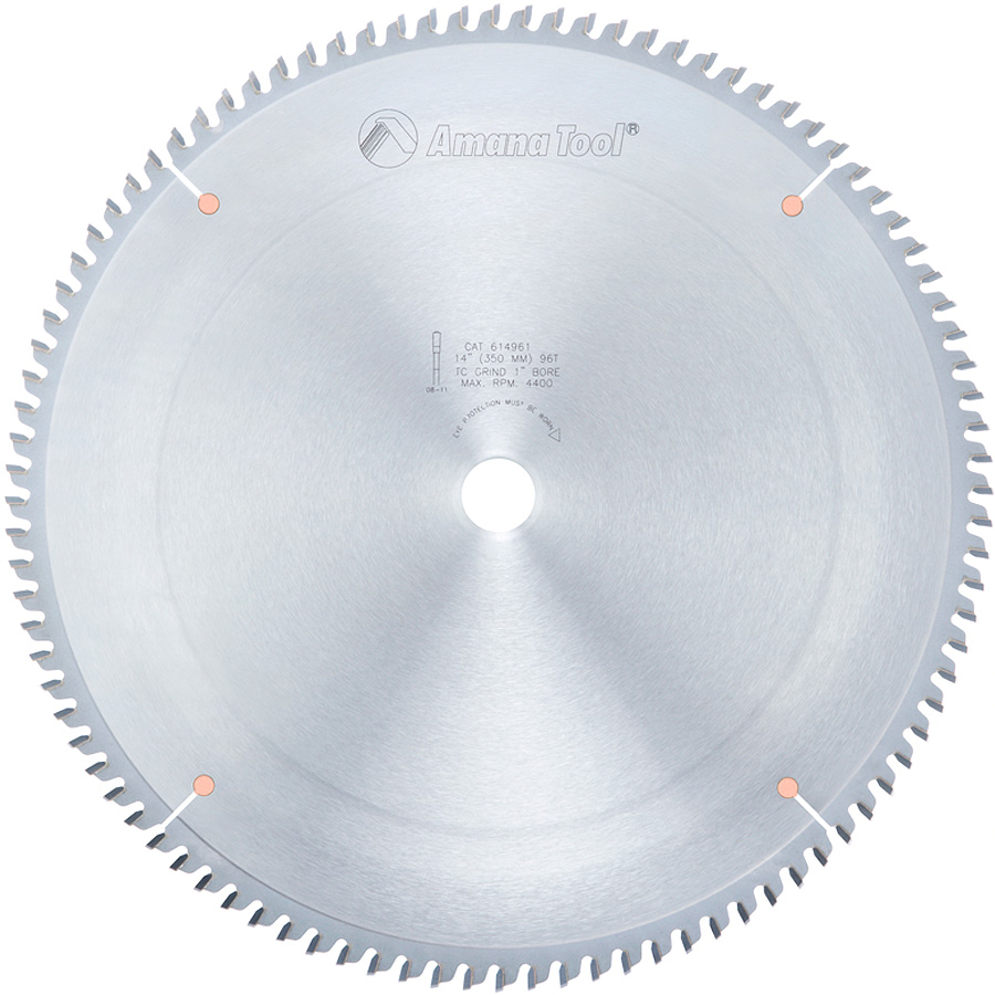Amana 614961 Carbide Tipped Solid Surface 14 Inch Dia x 96T MTC, 0 Deg, 1 Inch Bore