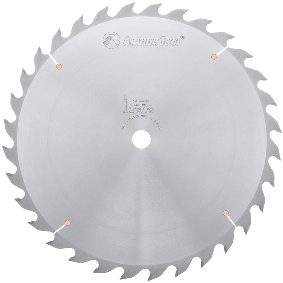 Amana 616320 Carbide Tipped Ripping Standard 16 Inch Dia x 32T FT, 18 Deg, 1 Inch Bore