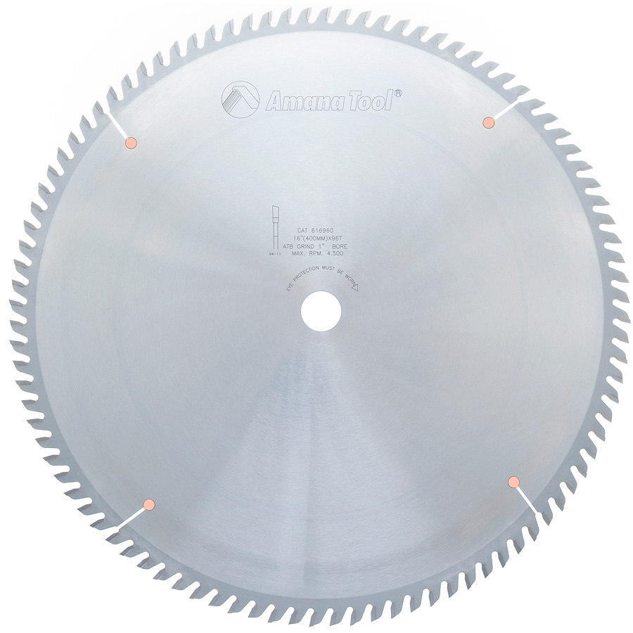 Amana 616960 Carbide Tipped Cut-Off and Crosscut 16 Inch Dia x 96T ATB, 10 Deg, 1 Inch Bore