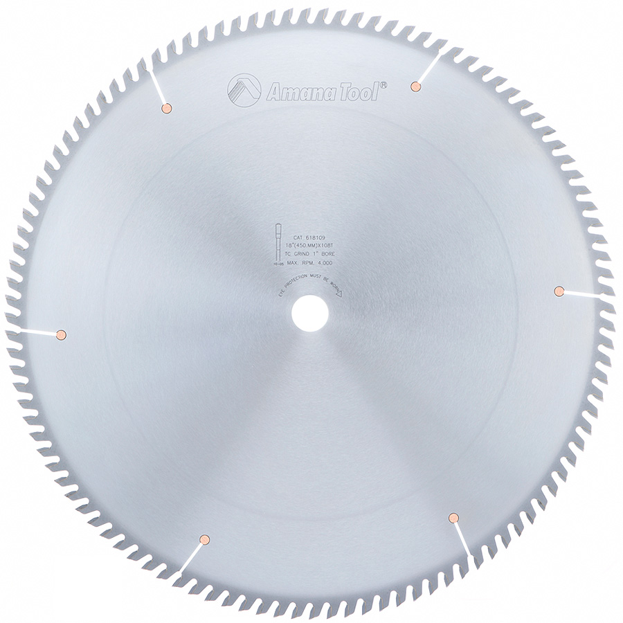 Amana 618109 Carbide Tipped Heavy Duty General Purpose 18 Inch Dia x 108T TCG, 10 Deg, 1 Inch Bore