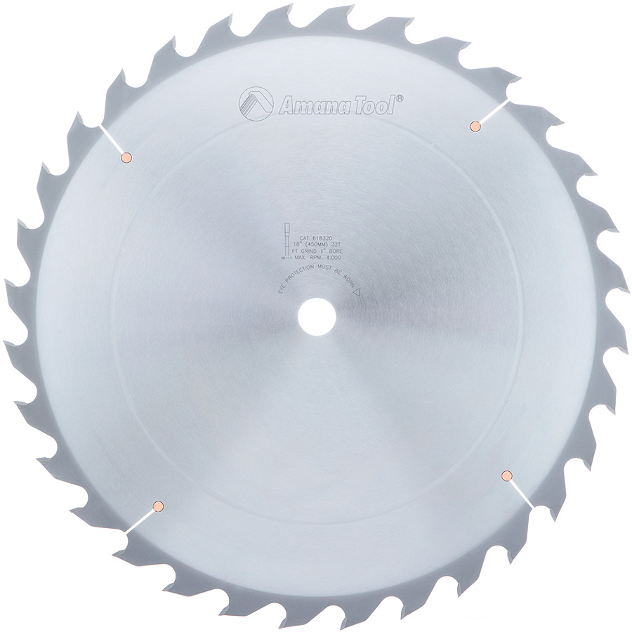 Amana 618320 Carbide Tipped Ripping Standard 18 Inch Dia x 32T FT, 18 Deg, 1 Inch Bore