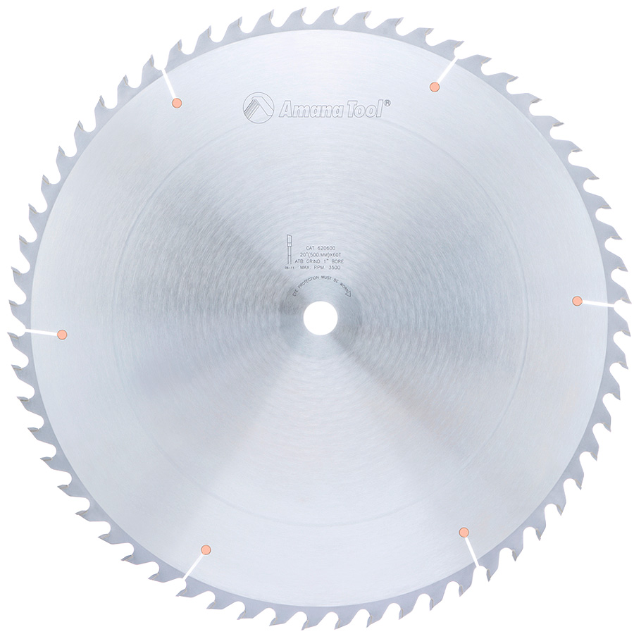 Amana 620600 Carbide Tipped General Purpose 20 Inch Dia x 60T ATB, 15 Deg, 1 Inch Bore