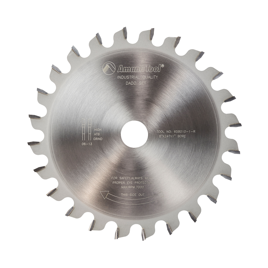 Amana 658010-1-R Carbide Tipped R/H Outside Dado Blade 8 Inch Dia x 24T 1 Inch Bore