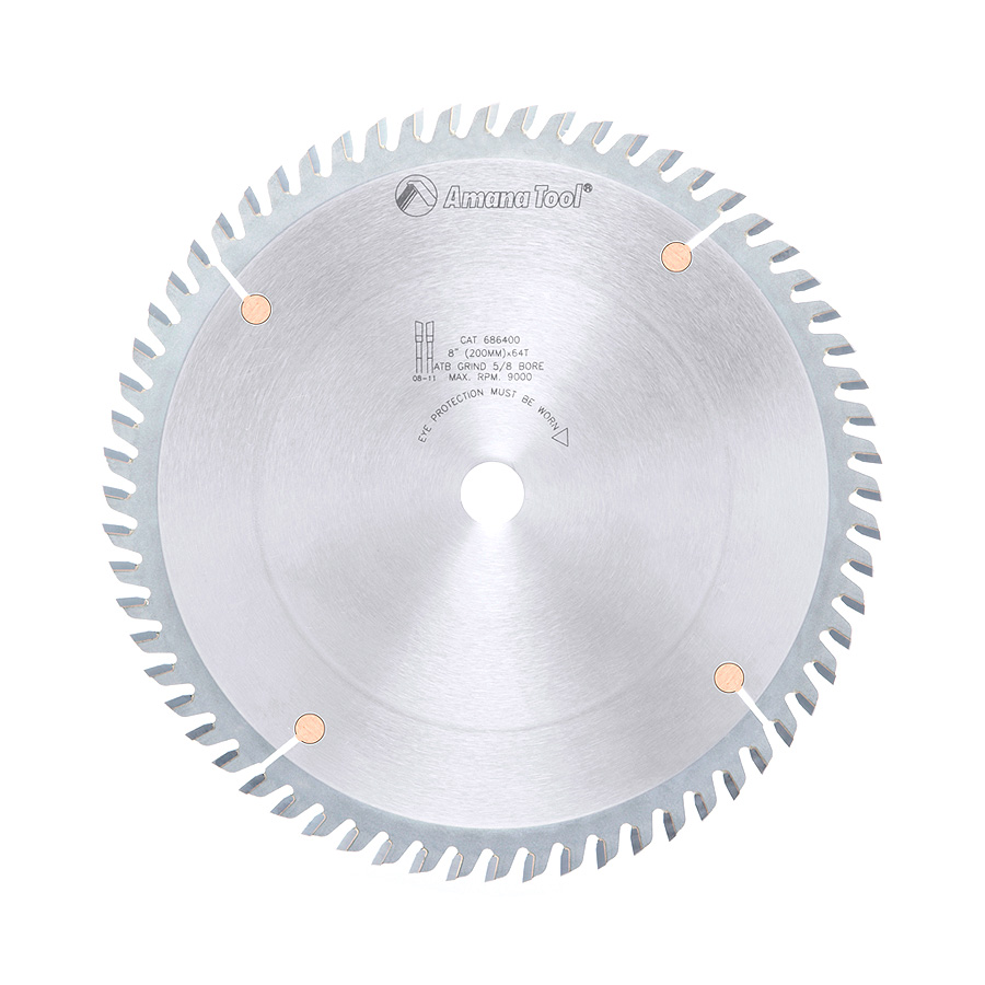 Amana 686400 Carbide Tipped Trim 8 Inch Dia x 64T ATB, 10 Deg, 5/8 Bore