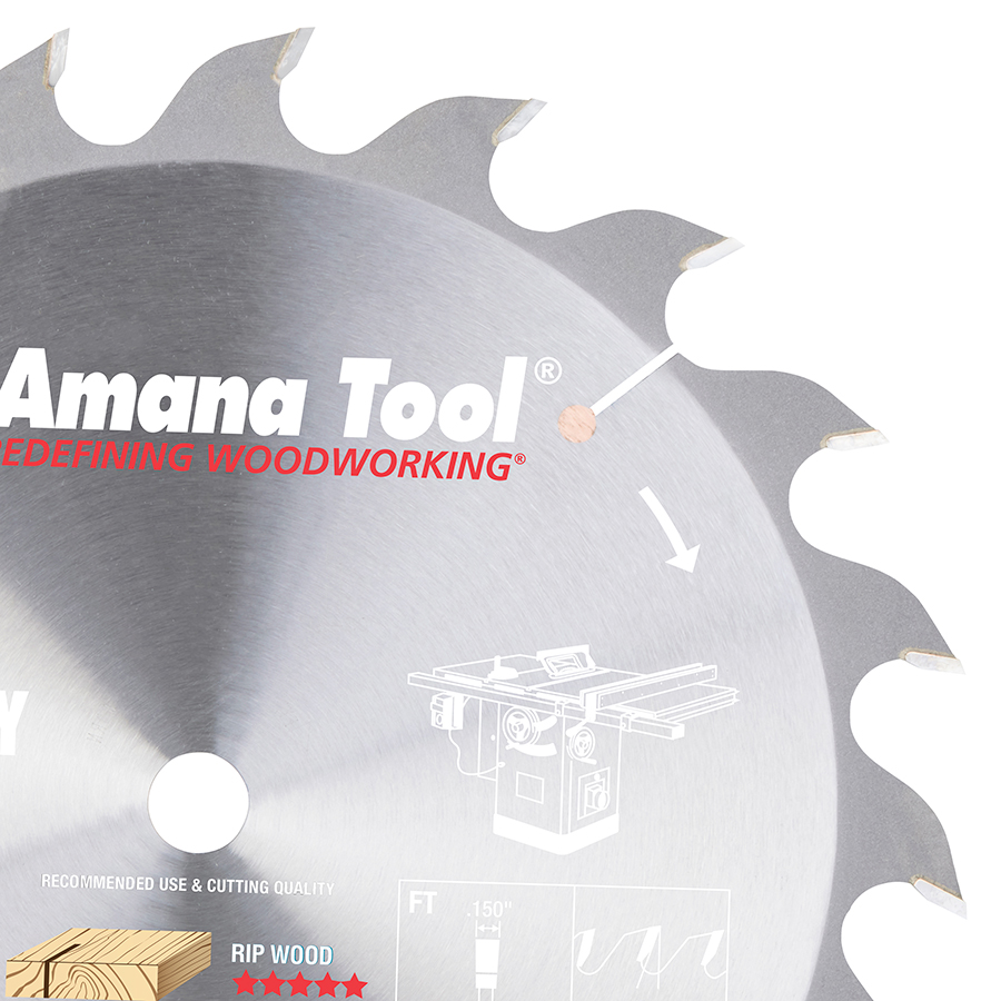 Amana 710200 Carbide Tipped Heavy-Duty Ripping 10 Inch Dia x 20T FT, 18 Deg, 5/8 Bore