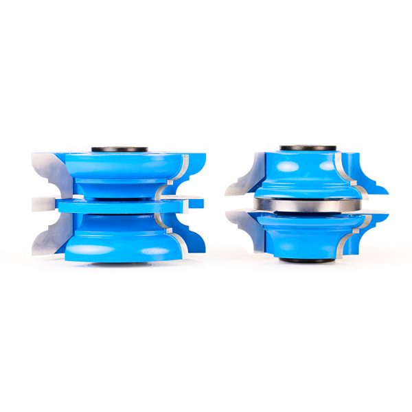 Amana 922 2-Piece Carbide Tipped 3-Wing Stile & Rail Cove & Bead Exterior Door 3-1/8 Dia x 1-3/4 x 15/64 x 11/32 Radius x 1/2 & 3/4 Bore Set for 1-3/4 Material