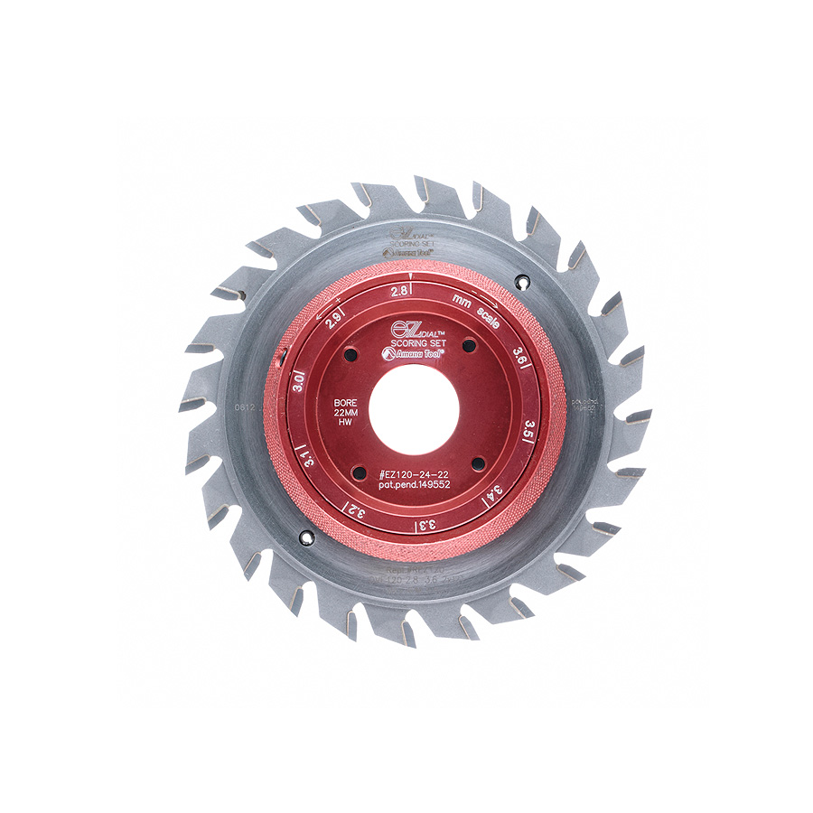 Amana EZ120-24-22 EZ Dial Adjustable Scoring Set - Shim Free 120mm Dia x 24T 22mm Bore, EZ Dial