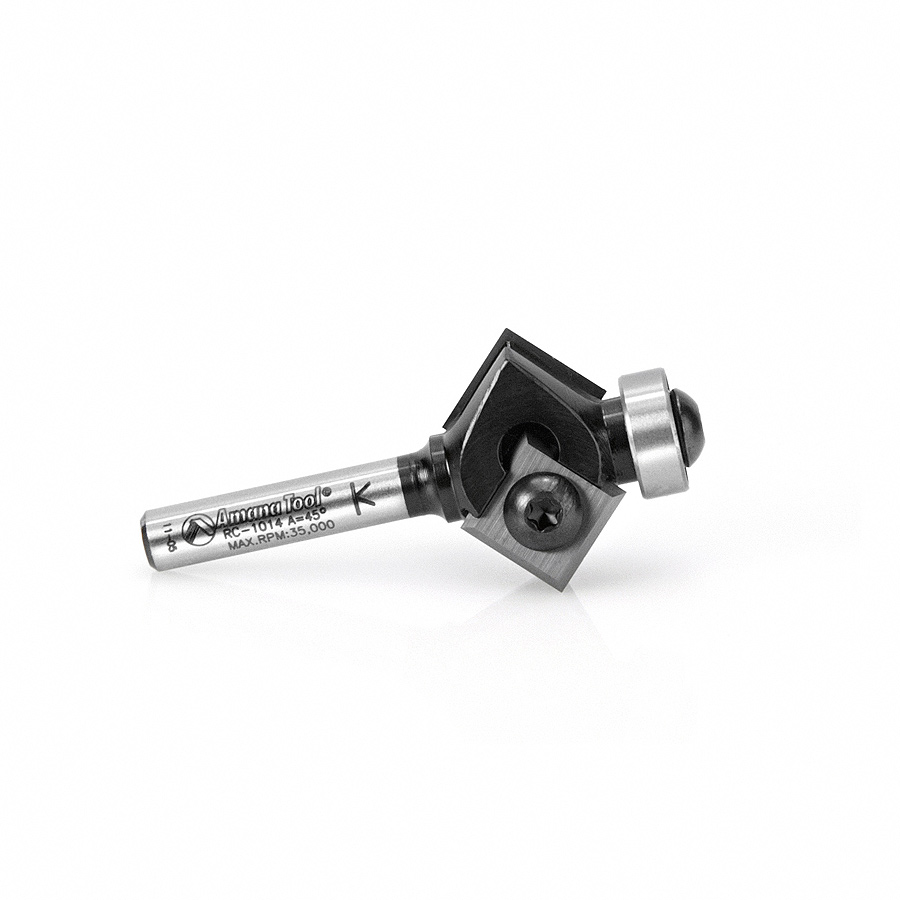 Amana RC-1014 Insert Bevel Laminate Trim 45 Deg x 1-1/16 Dia x 7/16 x 1/4 Inch Shank