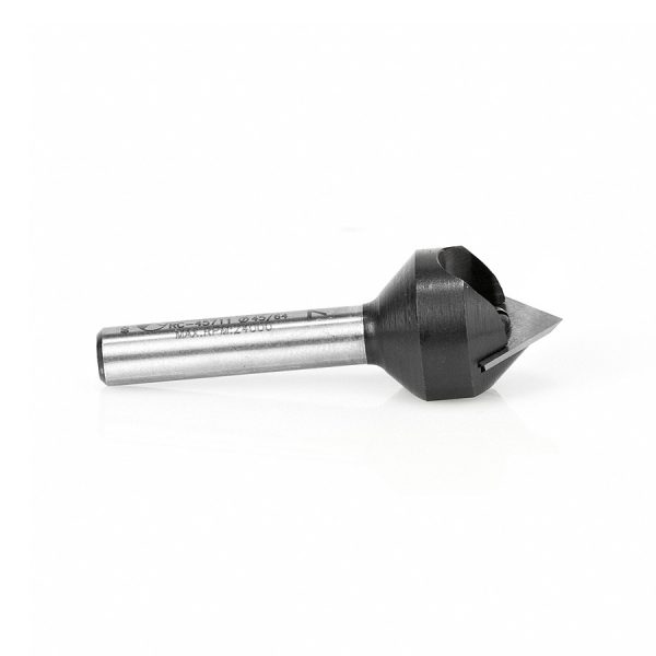Amana RC-45711 In-Tech Insert Carbide V Groove 90 Deg x 11/16 D x 21/64 CH x 1/4 Inch SHK Single Flute Router Bit