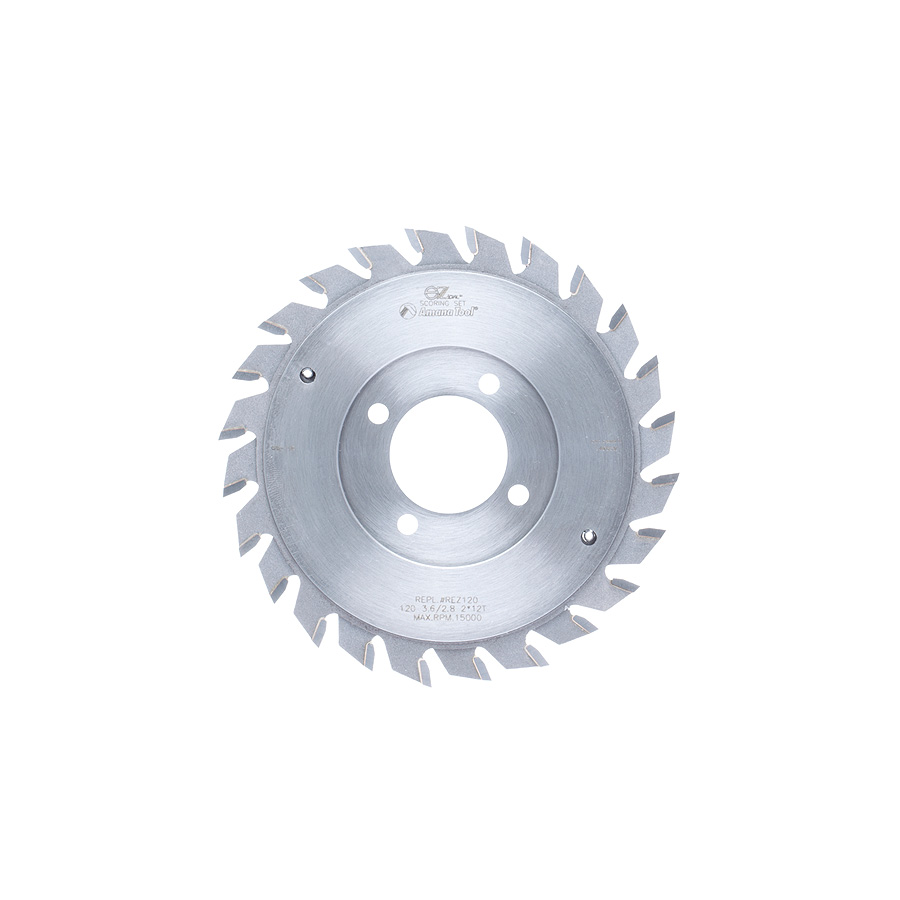Amana REZ120 EZ Dial Adjustable Scoring Set - Shim Free 120mm Dia x 24T, Replacement Saw Blade