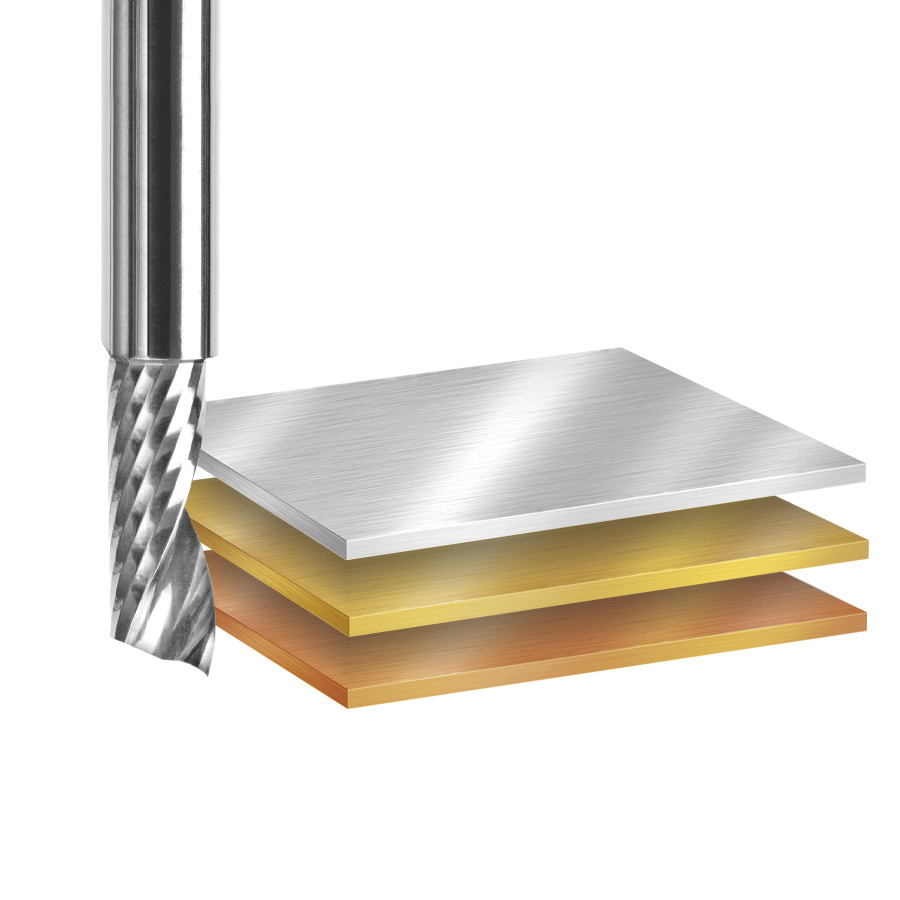 Amana 57304 Metric Solid Carbide CNC Spiral 'O' Single Flute, Aluminum Cutting 6mm Dia x 8mm x 6mm Shank x 64mm Long Up-Cut Router Bit
