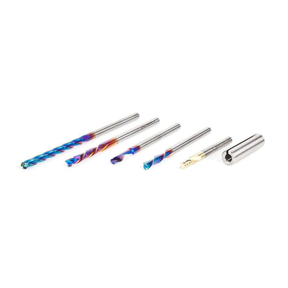 Amana AMS-112 5-Pc Solid Carbide Signmaking/Engraving CNC Router Bit Pack, 1/8 Shank