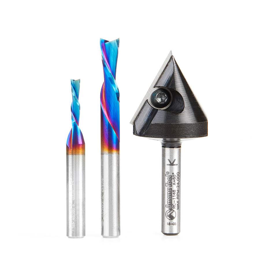 Amana AMS-119 Matt's 3-Pc CNC Starter Pack, 1/4 Inch Shank