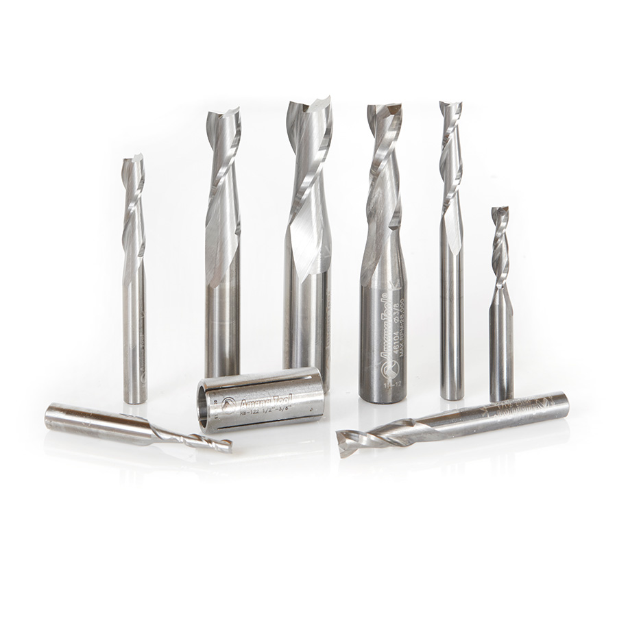 Amana AMS-121 8-Piece Up-Cut Spiral CNC Router Bit Collection