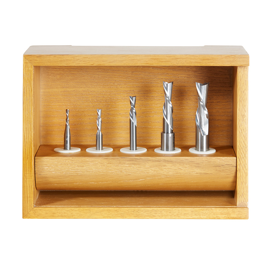 Amana AMS-122 5-Piece Down-Cut Spiral Router Bit Collection